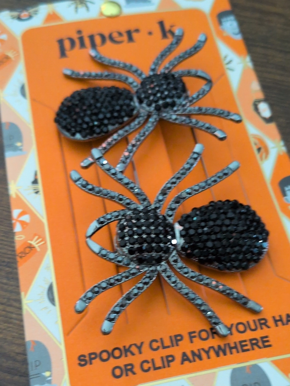 Piper K Black Sparkle Spider Hair Clips